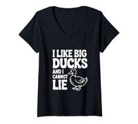 Femme J'aime Les Gros Canards et Je ne Peux Pas mentir, drôle d'amateur de Canards T-Shirt avec Col en V