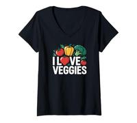 Femme J'aime les légumes, une vie saine et passionnée T-Shirt avec Col en V