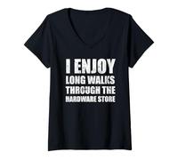 Femme J'aime Les Longues promenades romantiques à Travers la quincaillerie drôle T-Shirt avec Col en V