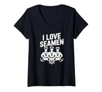 Femme J'aime les marins, l'équipage nautique, les marins amusants T-Shirt avec Col en V