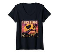 Femme J'aime les oiseaux et le café Birding Nerd Birder Birder Birder Birder Birder Birder Birder Birder T-Shirt avec Col en V