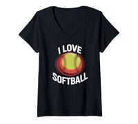 Femme J'aime les passionnés de softball, Fun Vibes T-Shirt avec Col en V
