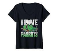 Femme J'aime Les Perroquets Mignon Animaux Perroquet T-Shirt avec Col en V