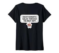 Femme J'aime Les promenades romantiques à Travers Le Service de Viande. Blague Carnivore T-Shirt avec Col en V