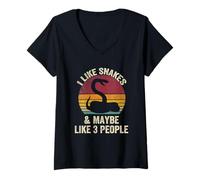 Femme J'aime les serpents et peut-être comme 3 personnes Lover Vintage Funny T-Shirt avec Col en V