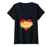 Femme J'aime l'Espagne Spanish Heart Spain Lover Spain Spain is My Fierté T-Shirt avec Col en V