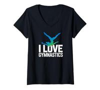 Femme J'aime l'esprit enthousiaste de la gymnastique T-Shirt avec Col en V