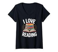 Femme J'aime Lire des Livres T-Shirt avec Col en V