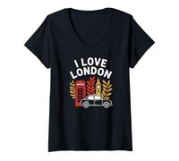 Femme J'aime Londres avec Le téléphone emblématique Big Ben T-Shirt avec Col en V