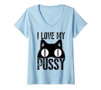 Femme J'aime ma Chatte, Chats d'halloween Amusants, Hommes et Femmes, Toile d'araignée T-Shirt avec Col en V