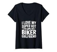Femme J'aime ma Copine Motarde Super Sexy T-Shirt avec Col en V