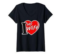 Femme J'aime ma Femme T-Shirt avec Col en V