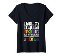 Femme J'aime ma tequila pure, mais mes amis peuvent y aller dans les deux sens T-Shirt avec Col en V