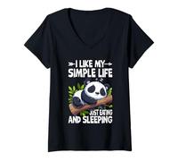 Femme J'aime ma Vie Simple Juste en Mangeant et en Dormant T-Shirt avec Col en V