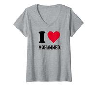 Femme J'aime Mahomet T-Shirt avec Col en V