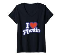 Femme J'aime Martin T-Shirt avec Col en V