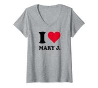 Femme J'aime Mary J. T-Shirt avec Col en V