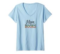 Femme J'aime Mes Livres pour Les Amateurs de Livres T-Shirt avec Col en V