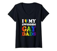 Femme J'aime Mes Super Papas Gays T-Shirt avec Col en V