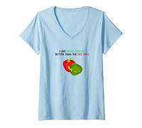 Femme J'aime Mieux Les poivrons Verts Que Les Rouges T-Shirt avec Col en V