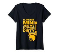 Femme J'aime Mini et Mes putters Sales T-Shirt avec Col en V
