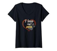 Femme J'aime mon Akita | Amoureux des chiens T-Shirt avec Col en V