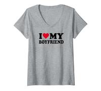 Femme J'aime Mon ami T-Shirt avec Col en V