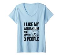 Femme J'aime Mon Aquarium et Peut-être 3 Personnes T-Shirt avec Col en V
