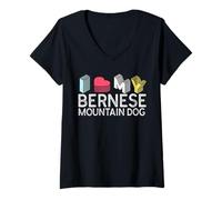 Femme J'aime Mon Bouvier Bernois T-Shirt avec Col en V