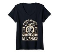 Femme J'aime Mon Camion Et L'apéro Simple Mec T-Shirt avec Col en V