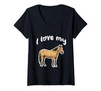 Femme J'aime Mon Cheval T-Shirt avec Col en V