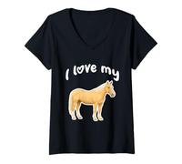 Femme J'aime Mon Cheval T-Shirt avec Col en V