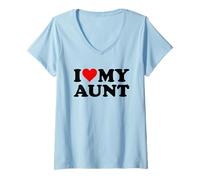 Femme J'AIME MON CŒUR, MA TANTE, MA TANTE T-Shirt avec Col en V