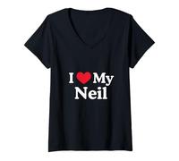 Femme J'aime Mon cœur Neil, Neil, J'aime Neil T-Shirt avec Col en V