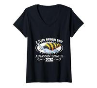 Femme J'aime Mon Escargot de Barbarie T-Shirt avec Col en V