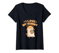Femme J'aime Mon hammy, Rongeur, Hamster T-Shirt avec Col en V