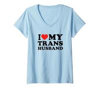 Femme J'aime Mon Mari transgenre LGBTQ T-Shirt avec Col en V