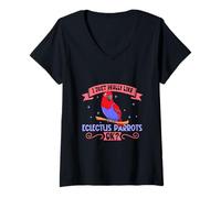 Femme J'aime Mon Perroquet Noble T-Shirt avec Col en V