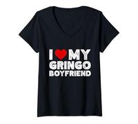 Femme J'aime Mon Petit ami Gringo J'aime Mon Petit ami Gringo T-Shirt avec Col en V