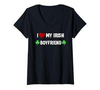 Femme J'aime Mon Petit Irlandais St Patricks Day Family T-Shirt avec Col en V