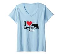 Femme J'aime Mon Rat de Compagnie T-Shirt avec Col en V
