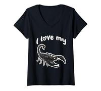 Femme J'aime Mon Scorpion T-Shirt avec Col en V