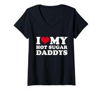 Femme J'aime Mon Sugar Daddy J'aime Mon Petit ami Sugar Daddy Funny T-Shirt avec Col en V