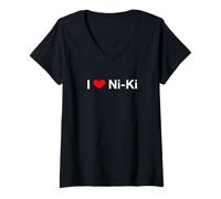 Femme J'aime Ni-Ki T-Shirt avec Col en V