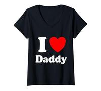 Femme J'aime Papa J'aime Papa T-Shirt avec Col en V