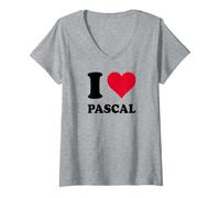 Femme J'aime Pascal T-Shirt avec Col en V