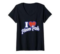 Femme J'aime Phnom Penh T-Shirt avec Col en V