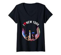 Femme J'aime Red Heart, New York, New York, Times Square, J'aime New York T-Shirt avec Col en V