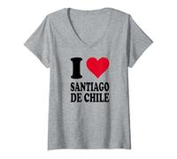 Femme J'aime Santiago du Chili T-Shirt avec Col en V