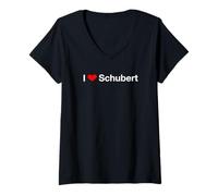 Femme J'aime Schubert T-Shirt avec Col en V